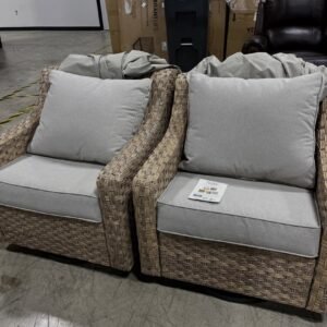 2x Better Homes & Gardens Outdoor Wicker Swivel Chairs - Patio Rattan Swivel Rocker Chairs with Grey Cushions - Walmart Returns | PalletReturnsUK