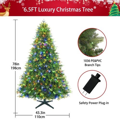 6.5ft Luxury Pre-Lit Christmas Tree – Remote Control, Rotating & Musical - Image 4