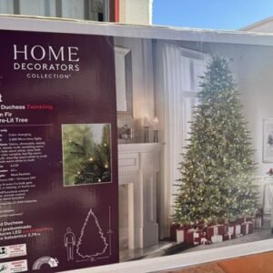 Boxed new 9ft Home Decorators Collection Grand Duchess Balsam Fir pre-lit LED Christmas tree